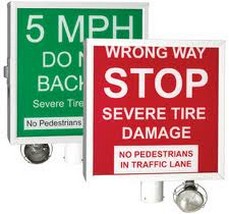 Door King 1615-081 | Warning Sign With Elect. Cell - Use With Auto-Spikes
