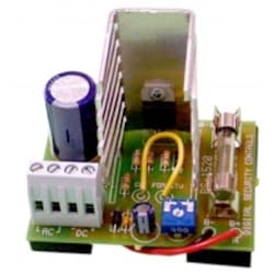 DSC PS1520 | Power Supply, Regulated, 6 To 12 Volt Dc, 1.5 Ampere, 40 Va, 2.6" Length X 2" Height Board, With Built-In Battery Charging Circuit, Ac Power Indicator