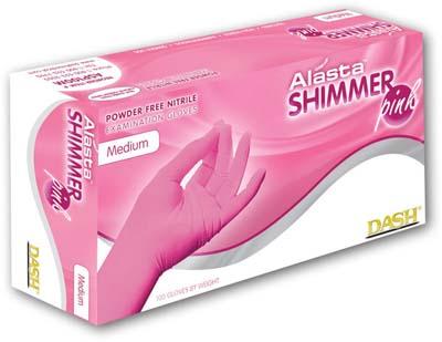 Dash Medical Gloves PNK100XL | Alasta Shimmer Pink Nitrile Exam Gloves, X-Large