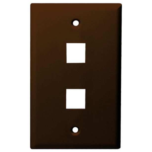 Datacomm Electronics 20-3002-BR | Keystone Plate, 2-Port Standard Size, Brown, UL