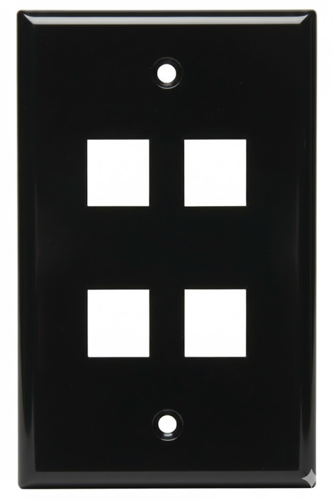 Datacomm Electronics 20-3004-BK | Keystone Plate, 4-Port Standard Size, Black, UL
