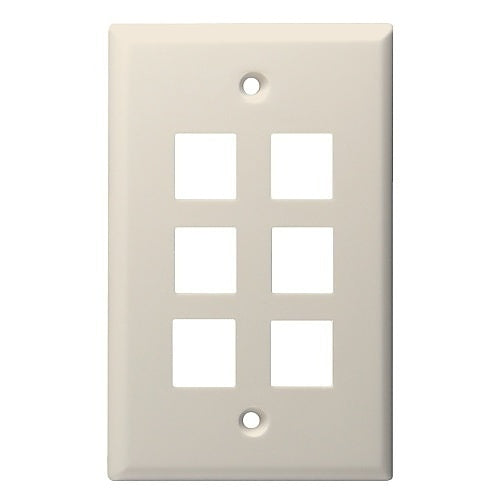 Datacomm Electronics 20-3006-LA | Keystone Plate, 6-Port Standard Size, Lite Almond, UL
