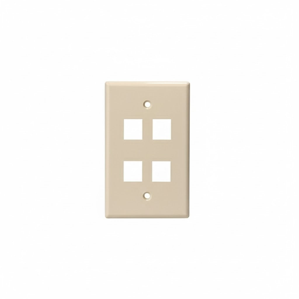 Datacomm Electronics 20-3014-LA | Keystone Plate, 4-Port Mid-Size, Lite Almond, UL