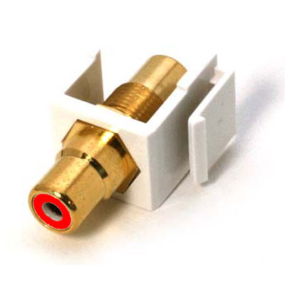 Datacomm Electronics 20-3103-WH/RD | Keystone Female RCA, White with Red Bezel