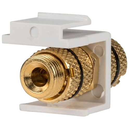 Datacomm Electronics 20-3106-WH/BK | Keystone Binding Post, White with Black Bezel