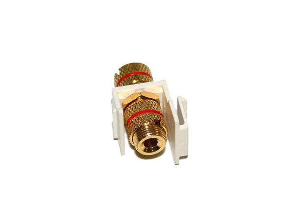 Datacomm Electronics 20-3106-WH/RD | Keystone Binding Post, White with Red Bezel