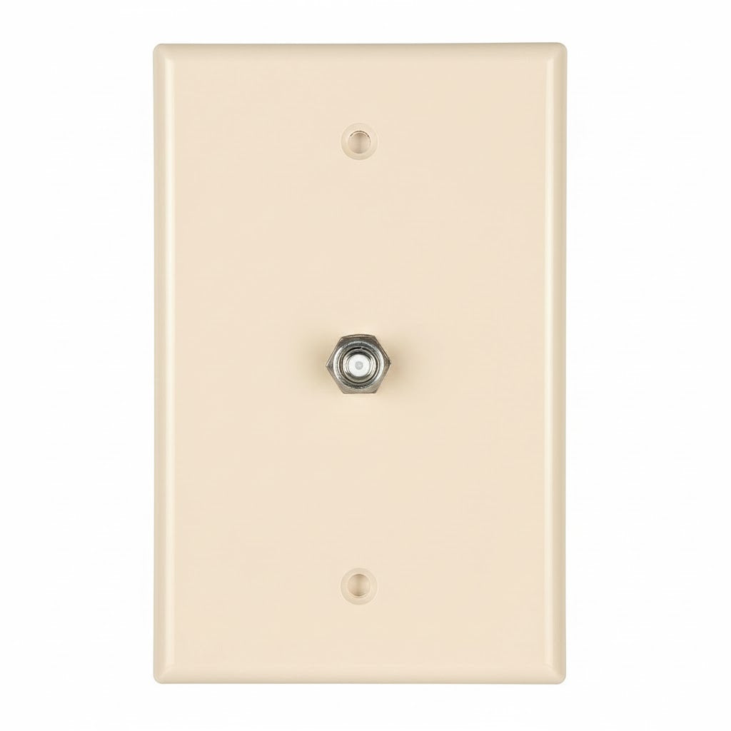 Datacomm Electronics 30-2025 | Coax Wall Plate Mid-Size, Lite Almond Plate