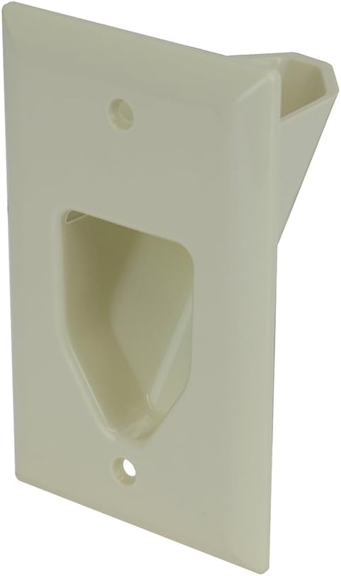 Datacomm Electronics 45-0001-LA | 1 Gang Recessed Low Voltage Cable Plate, Lite Almond