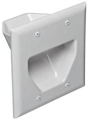 Datacomm Electronics 45-0002-WH | 2 Gang Recessed Low Voltage Cable Plate, White
