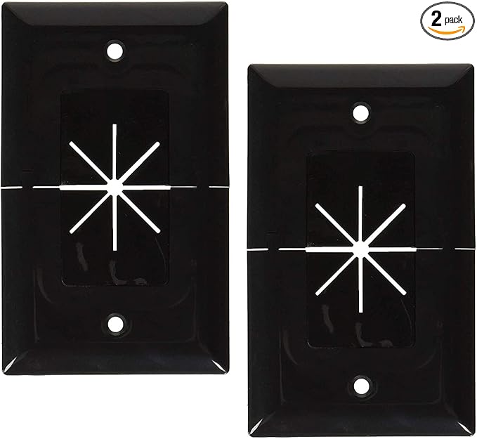 Datacomm Electronics 45-0017-BK | Split Plate with Flexible Opening, Black