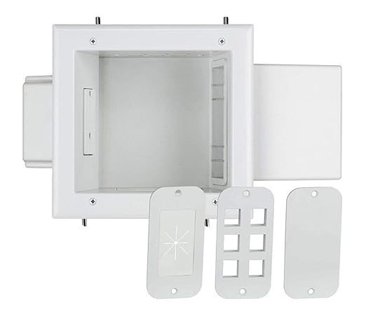 Datacomm Electronics 45-0051-WH | Expandable Media Box with 15 Amp/125 Volt Duplex Receptacle, ETL US Only, White