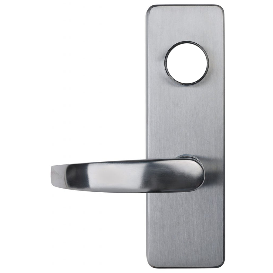 Detex Corporation EU-FSA-S-626-LHR | Electric Exit Device Trim, S Lever, Less Cylinder, FSA, Satin Chrome, Left-Hand Reverse
