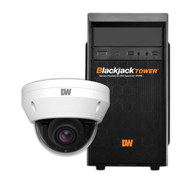 Digital Watchdog DW-MTDV9KIT34 | Blackjack Mid-Size Tower NVR, 3TB with 4 X 5MP Vandal Dome IP Camera, 2.8~12mm Lens