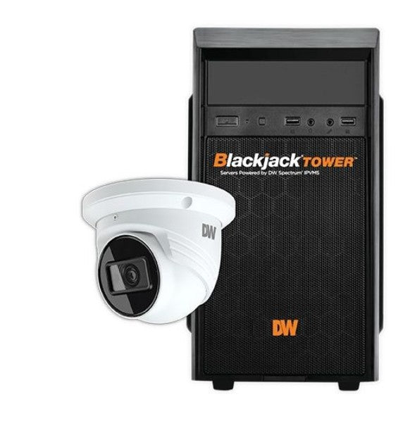Digital Watchdog DW-MTFTKIT1616 | Blackjack Mid-Size Tower NVR, 16TB with 16 X 5MP Turret IP Camera, 2.8mm Fixed Lens