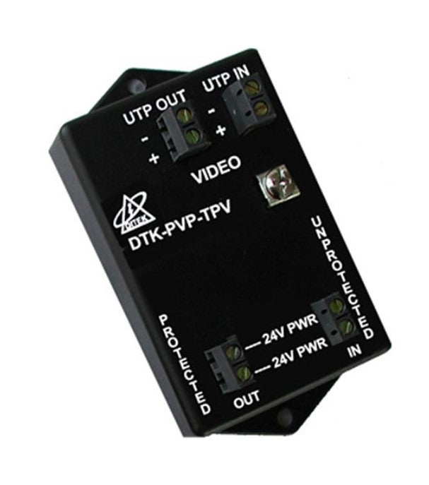 Ditek PVP27BTPV | Fixed Camera Surge Protector for Twisted Pair Wiring- Amp- 12/24V