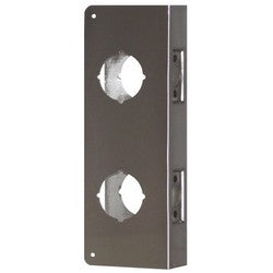 Don-Jo Mfg Inc 256-AB-CW | Door Lock Wrap Around Plate, 4" x 12", 2-3/8" Backset, 1-3/4" Door, 22 Gauge, Antique Brass, For Combination Lockset, 2-1/8" Hole, 5-1/2" Center