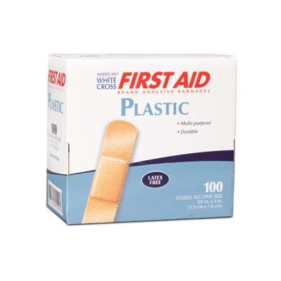 Dukal LLC 1075033 | American White Cross Plastic Adhesive Bandages 3/4" X 3", 100/Box