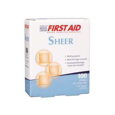Dukal LLC 1307033 | American White Cross Sheer Adhesive Bandages 7/8" Spot, 100/Box