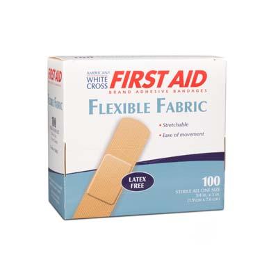 Dukal LLC 1580033 | American White Cross Flexible Fabric Adhesive Bandages 3/4" X 3", 100/Box