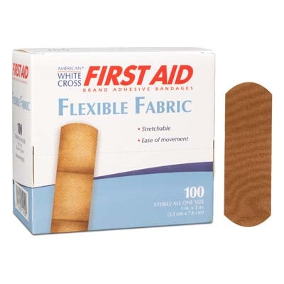 Dukal LLC 1595033 | American White Cross Flexible Fabric Adhesive Bandages 1" X 3", 100/Box