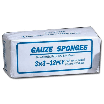 Dukal LLC 3124 | Non-Sterile Gauze Sponges 12-Ply, 3" X 3", 200/Sleeve