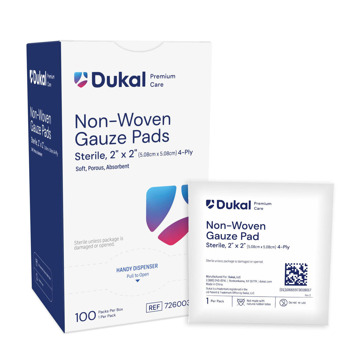 Dukal LLC 7260033 | Sterile Gauze Pads, 2 in × 2 in, 100/Box