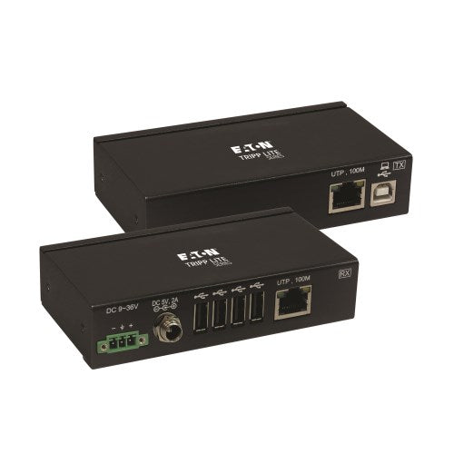 Eaton Power Quality B203-104-IND-ER | 4-Port Industrial USB over Cat6 Extender, ESD Protection, PoC - USB 2.0, Mountable, 330 feet