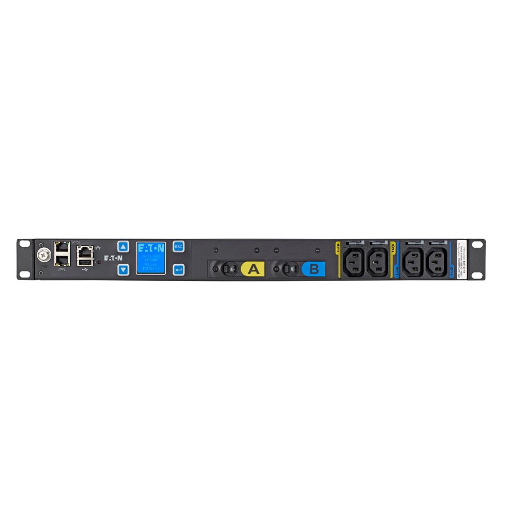 Eaton Power Quality EMIT07-10 | Metered Input PDU, 1Ph, 1U, L6-30P Input, 10 Ft Cord, 5.76 KW, 24A, 200-240V, 18 Outlets (18) C13