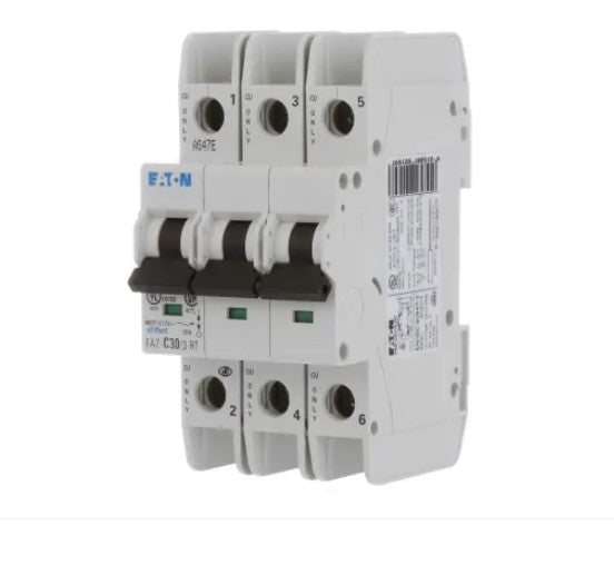 Eaton Power Quality FAZ-C30/3-RT | Miniature Circuit Breakers, 30A 3 Pole, C Curve, UL 489, Ring Term, FAZ Series