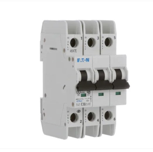 Eaton Power Quality FAZ-C30/3-RT | Miniature Circuit Breakers, 30A 3 Pole, C Curve, UL 489, Ring Term, FAZ Series