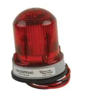 Edwards Signaling 125LEDFR24D | Flashing Beacon, 0.06 A, Red, 3.88 in. Ht, Outdoor, LED, Polycarbonate, Nylon, Conduit/Panel Mount