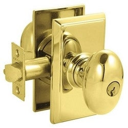 Emtek Products Inc 5100 E PVD | Door Knob Set, Regular Rosette Style, Egg Key-In, Brass, Pvd, Includes Rosette, Latch/Strike Plate