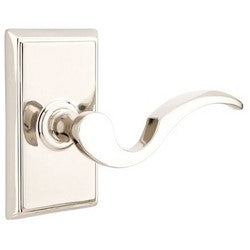 Emtek Products Inc 8221 T US19 RH | Door Lever Set, Turino, Rectangular Rosette Style, Right Hand, 4-1/2" Length, 2" Clearance, 2-3/4" Projection, Flat Black, Includes Rosette, Latch/Strike Plate, For Privacy
