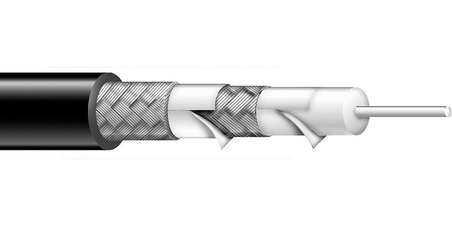 Encore Wire C5785.41.01 | RG6/U Coaxial Cable, 18 AWG Solid Copper-Clad Steel Conductor, 60% Shield, Black, 1000 ft Reel, 75°C