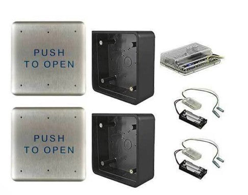 Entrematic USA Inc W6-133 | Wireless Push Plate Package, Includes 2 Push Plates, Back Boxes, 900 MHz Transmitters