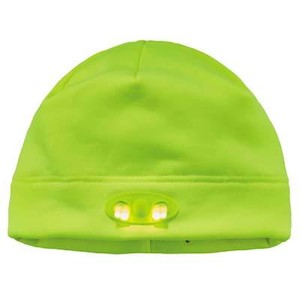 Ergodyne 16802 | N-Ferno 6804 Skull Cap Beanie Hat with LED Lights, Lime