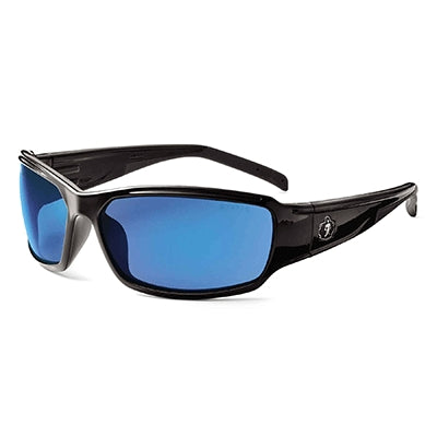 Ergodyne 51092 | Skullerz Thor Safety Sunglasses Black Frame, Blue Mirror Lens
