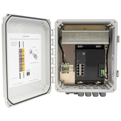 Etherwan Systems EASYPOE8P-PMT | EasyPoE Lite Series NEMA-Rated Indoor/Outdoor Security Cabinet Solution