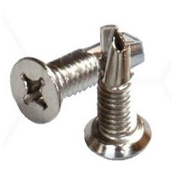 GKL Products HSP100M | Frame Hinge Screw Short Self-Drilling, 14 Self-Taping, 12 Phillips Undercut Flat Head, Metal, Nickel Plated, 100 each per Pack