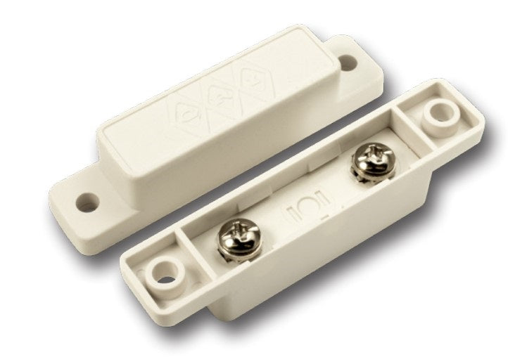 George Risk Industries (G.R.I.) 28AWG-W | Surface Mount Magnetic Reed Switch Set, White, Closed Loop, Wide Gap Up To 1-1/2", Concealed Terminals