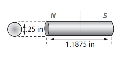 George Risk Industries (G.R.I.) M-13 | Alnico V Bare Magnet, 1/4" Diameter X 1-3/16", Unpainted
