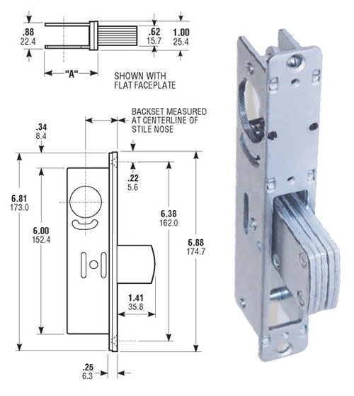 General Lock ADB118 AL/DU | Door Deadbolt, Mortise, Non-Handed, 1-1/8" Backset, Aluminum/Duronodic, With (2) Flat/Radius Faceplates