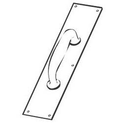 General Lock BH-7010-605 | Door Lock Pull Plate, 5-1/8" Center To Center Distance, 3-1/2" Width X 15" Height, Bright Brass