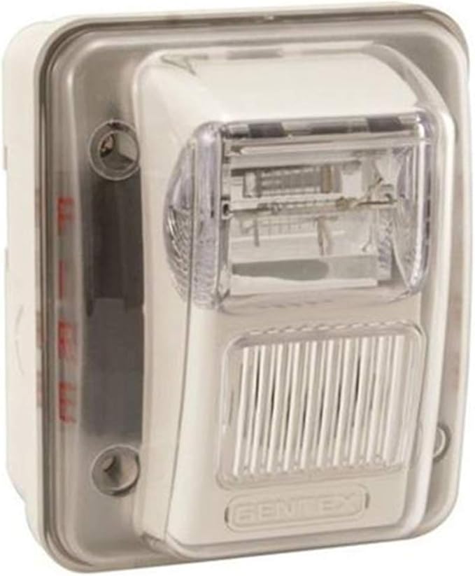 Gentex Corp. 904-1246-002 | Fire Evacuation Strobe & Horn Combination Kit, 24VDC Outdoor No Lettering, White Faceplate