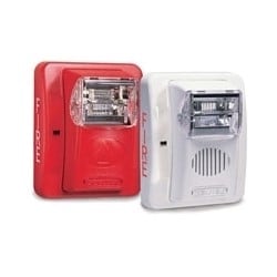 Gentex 904-1317-002 Evacuation Horn/strobe, Low Profile, 24 Vdc, 30 To 103 Milliampere, 2400 Hertz, 100 Db, Wall Mount, Red Faceplate