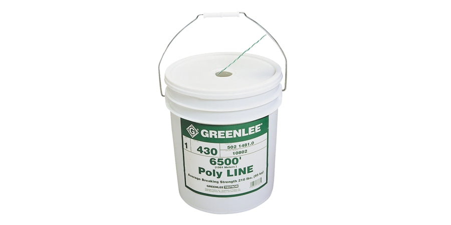 Greenlee-Textron 37959 | Rope, Poly Line, 2200 ft Pail, 500 lb Break Strength, Red, Tracer Type