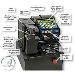 HPC Inc H-1200MAX | Key Machine, Computerized, CodeMax, 120 Volt AC, 60 Hertz, 4.2 Ampere, 1/3 HP, 20" Width x 14" Depth Bench