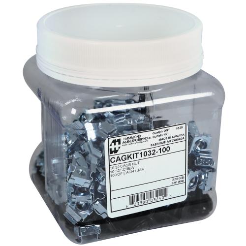 Hammond Manufacturing CAGKIT1032-100 | Cage Nuts & Screws Kit, 10-32, Pack of 100