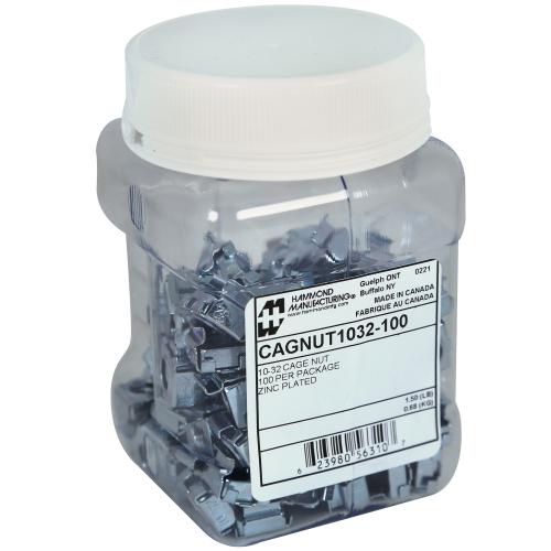 Hammond Manufacturing CAGNUT1032-100 | Cage Nuts, 10-32, Pack of 100