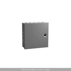 Hammond Manufacturing CHKO12124 | NEMA 1 Hinge Cover Enclosure with Knockouts, 12" x 12" x 4", Steel/Gray
